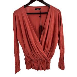 Michael Lauren Wrap Top Small Drop Shoulder Knit New